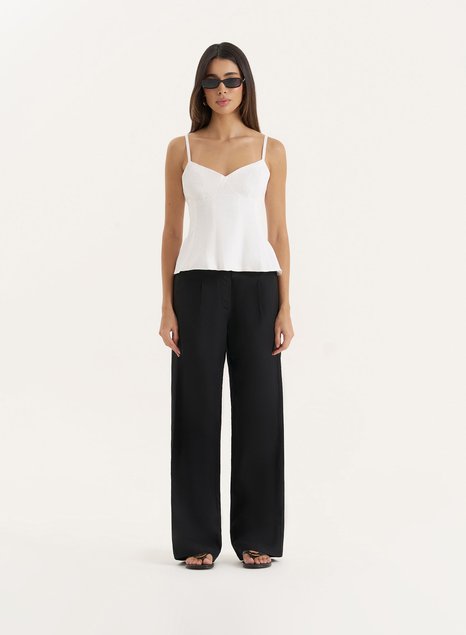 White Structured Cami Peplum Top